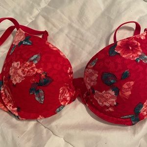 Pink floral push up bra
